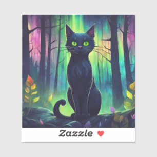 Mystische Katze der Nordlichter Aufkleber