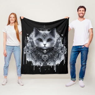 Mystische Katze Fleecedecke