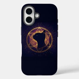 Mystische Katze innerhalb des heiligen Kreises iPhone 16 Hülle