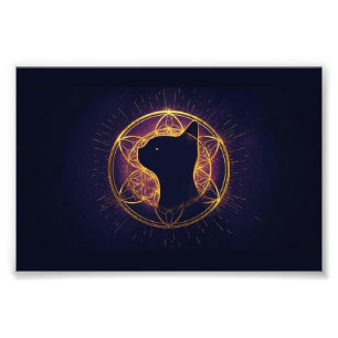 Mystische Katze innerhalb des heiligen Kreises Fotodruck