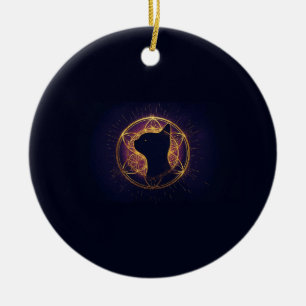 Mystische Katze innerhalb des heiligen Kreises Keramik Ornament
