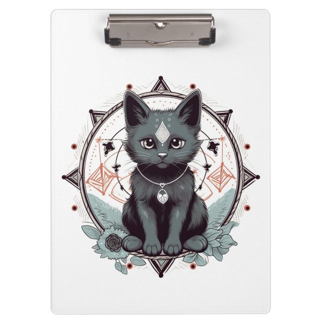 Mystische Katze Klemmbrett (Vorderseite)