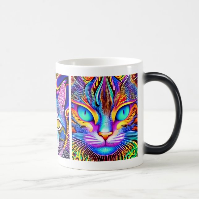 Mystische Katze | Psychedelische Kunst Verwandlungstasse (Rechts)