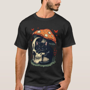 Mystische Katze schwarze gotische Ästhetik mit Tot T-Shirt