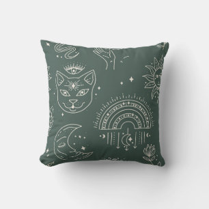 Mystische Katze und Himmelssymbole Pillow Kissen