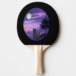 Mystische Katze unter dem Mond – Träumende purpurn Tischtennis Schläger