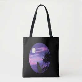 Mystische Katze unter dem Mond – Träumerische Purp