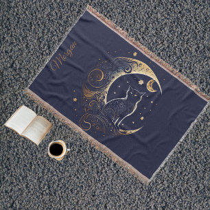 Mystische Katzenmond - Personalisiertes Geschenk m Decke