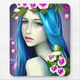 Mystische Kunst | Beautiful Blue Fairy Mousepad