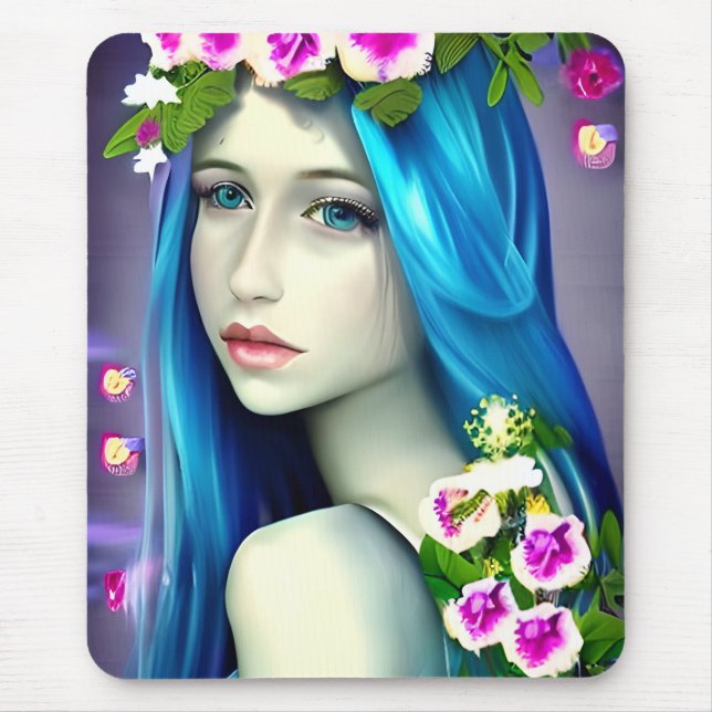 Mystische Kunst | Beautiful Blue Fairy Mousepad (Vorne)