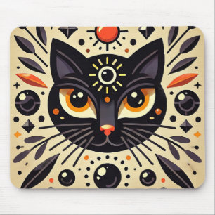 Mystische Kunst eines schwarzen Katers Mousepad