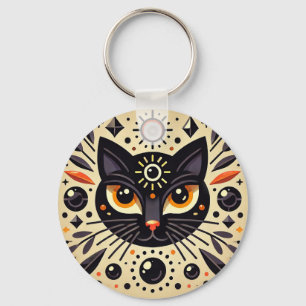 Mystische Kunst eines schwarzen Katers Schlüsselanhänger