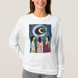Mystische Kunst   Frauen betrachten den Mond T-Shirt