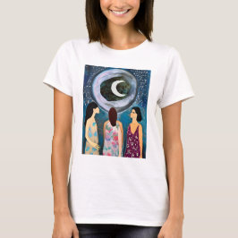 Mystische Kunst | Frauen mit Blick auf den Mond T-Shirt