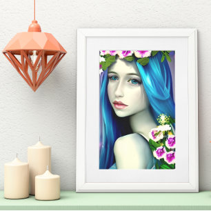 Mystische Kunst Schöne blaue Fee Poster