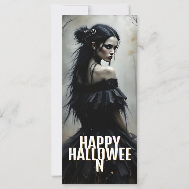 Mystische Lady im Dunklen Halloween-Wald (Vorderseite)