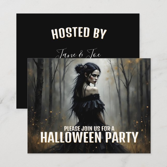 Mystische Lady im Dunklen Halloween-Wald (Vorne/Hinten)