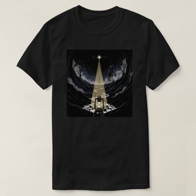 Mystische Laterne des dunklen Waldes T-Shirt (Design vorne)
