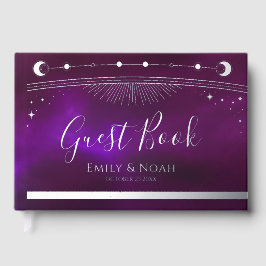 Mystische Lila Aquamarine Sonnenstrahlen Hochzeit Gästebuch
