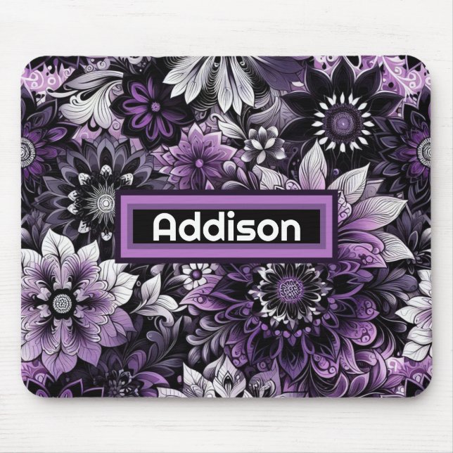 Mystische Lila Blüten Mousepad (Vorne)