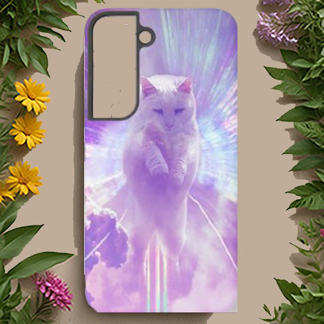 Mystische Lila Katze Surreal Galaxy Kunstgeschicht Samsung Galaxy Hülle (Von Creator hochgeladen)