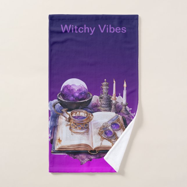 Mystische Lila Kristalle und Inspiriertes Tarot Badhandtuch Set (Handtuch)