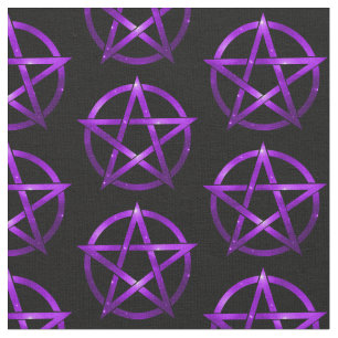 Mystische Lila Pentagramm auf Black Cheeky Witz® Stoff