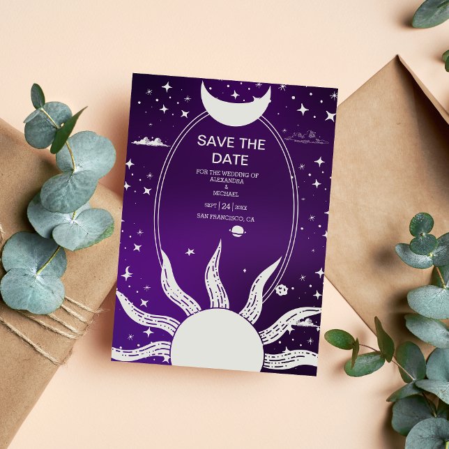 Mystische Lila und Silbermondhochzeit Save The Date (Von Creator hochgeladen)