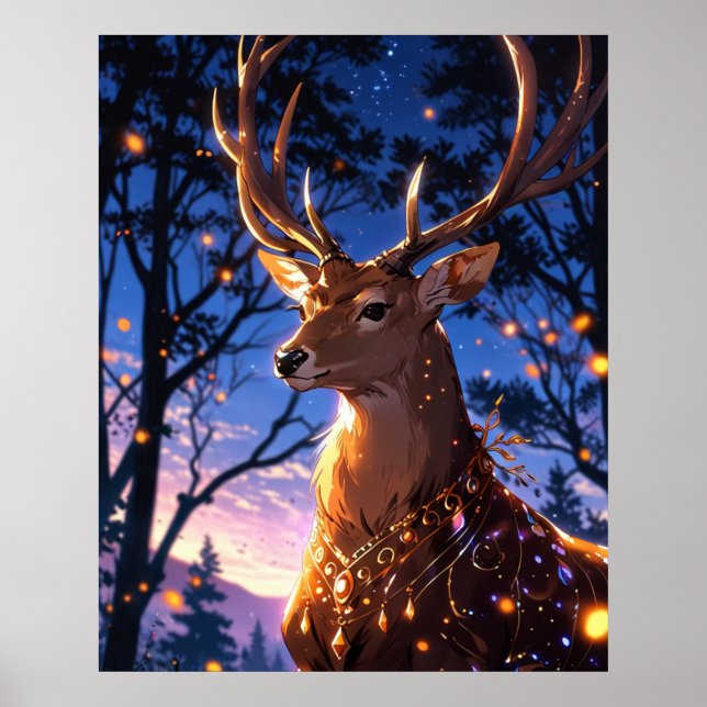 Mystische Majestät: Das Königliche Hirsch Poster (Vorne)