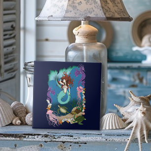Mystische Meerjungfrau Ozean Fantasy Blaues Meer-L Fliese