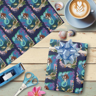 Mystische Meerjungfrau Ozean Fantasy Blaues Meer-L Geschenkpapier