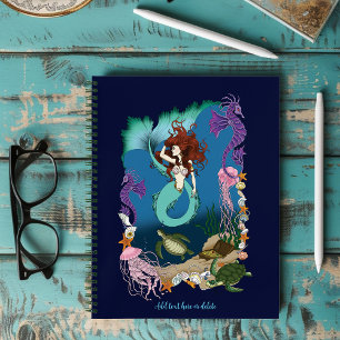 Mystische Meerjungfrau Ozean Fantasy Blaues Meer-L Notizbuch