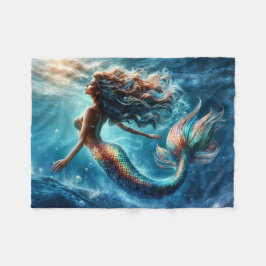 Mystische Meerjungfrauenkunst - farbenfrohe Schwan Fleecedecke