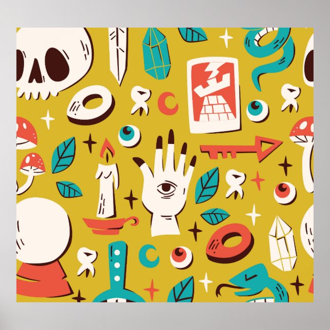 Mystische Melange: Nahtlose okkulte Elemente Poster (Vorne)