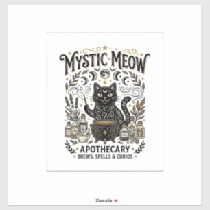 Mystische Meow-Katze Hexenhaft Mystische Apotheke Aufkleber