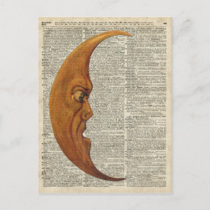 Mystische mittelalterliche Mond-Gesicht-Vintage-Il Postkarte