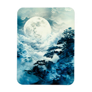 Mystische mondbeschienene Berglandschaft Magnet