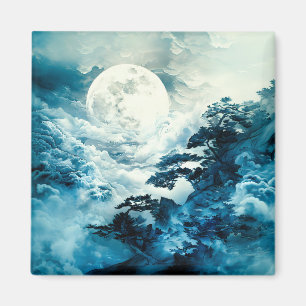 Mystische mondbeschienene Berglandschaft Magnet