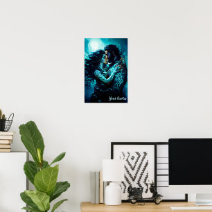 Mystische mondbeschienene Liebesfantasie-Romantik Poster