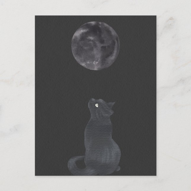 Mystische Mondkatze Postkarte (Vorderseite)