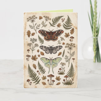 Mystische Motten Volksblumen & Laubkunstkarte Karte