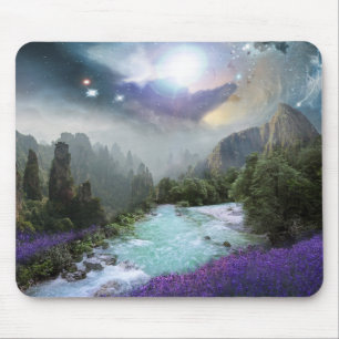 Mystische Naturlandschaft mit rauschendem Wasser Mousepad