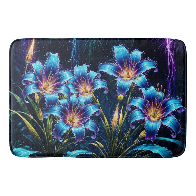Mystische Neonliken botanische Pflanze Badematte (Vorderseite)