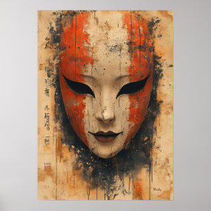 Mystische Noh Mask - japanische Theatereleganz Poster