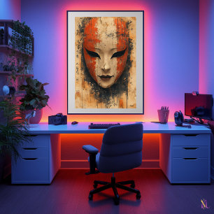 Mystische Noh Mask - japanische Theatereleganz Poster