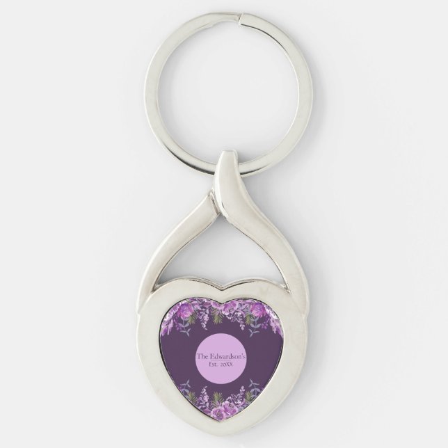 Mystische Orcharten: Lila botanischer Bliss-Schlüs Schlüsselanhänger (Vorderseite)