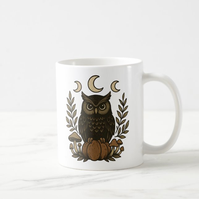 Mystische Owl Moon Phases Tasse - Hexenwald (Rechts)