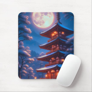 Mystische Pagode unter dem Mondhimmel Mousepad