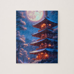 Mystische Pagode unter dem Mondhimmel Puzzle