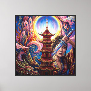 Mystische Pagoden-Leinwandkunst Leinwanddruck